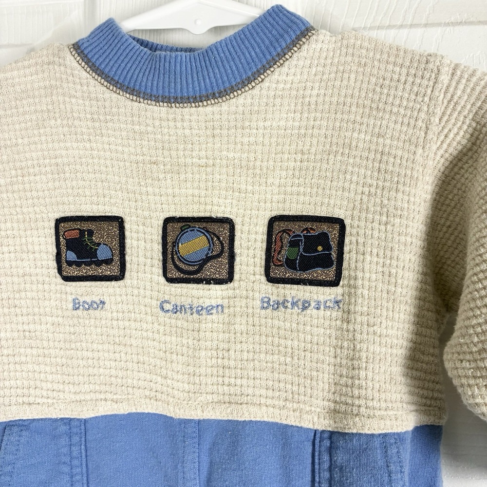 VTG 90s 100% Cotton Hiking Outdoors Nature Romper Jumpsuit Baby Boy 6M - 9M - Picture 2 of 5